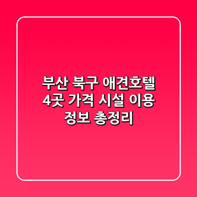 부산 북구 애견호텔 4곳: 가격, 시설, 이용 정보 총정리