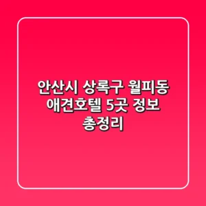 안산시 상록구 월피동 애견호텔 5곳 정보 총정리