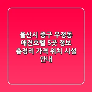 울산시 중구 우정동 애견호텔 5곳 정보 총정리 - 가격, 위치, 시설 안내