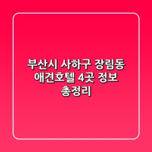 부산시 사하구 장림동 애견호텔 4곳 정보 총정리