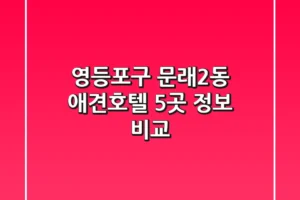 영등포구 문래2동 애견호텔 5곳 정보 비교