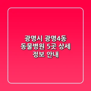 광명시 광명4동 동물병원 5곳 상세 정보 안내