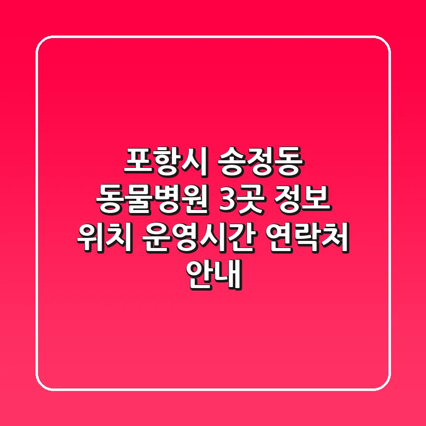 포항시 송정동 동물병원 3곳 정보 - 위치, 운영시간, 연락처 안내
