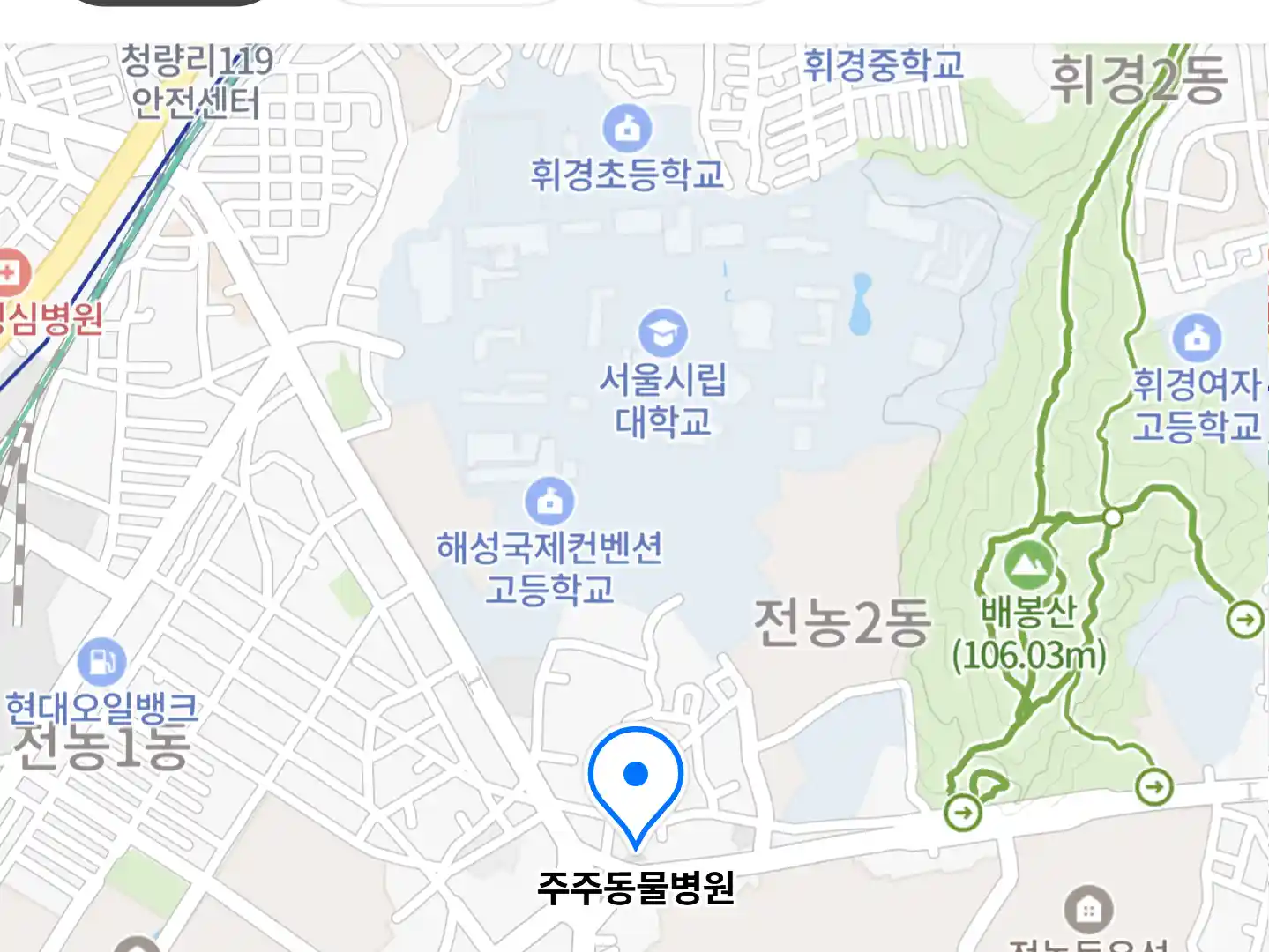 주주동물병원 위치