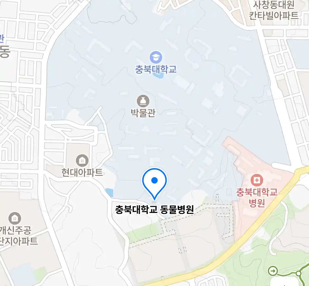 충북대학교 동물병원 위치