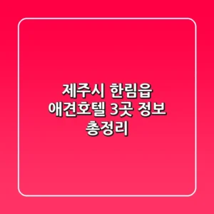 제주시 한림읍 애견호텔 3곳 정보 총정리