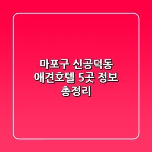 마포구 신공덕동 애견호텔 5곳 정보 총정리