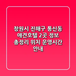 창원시 진해구 통신동 애견호텔 2곳 정보 총정리 - 위치, 운영시간 안내