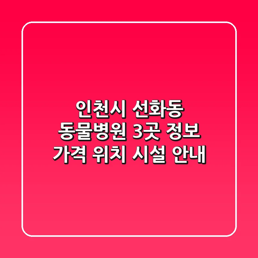 인천시 선화동 동물병원 3곳 정보 - 가격, 위치, 시설 안내