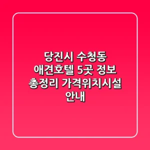 당진시 수청동 애견호텔 5곳 정보 총정리 - 가격/위치/시설 안내