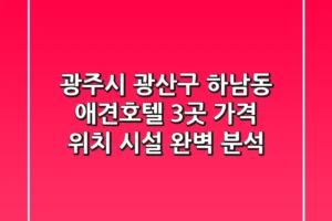 광주시 광산구 하남동 애견호텔 3곳: 가격, 위치, 시설 완벽 분석