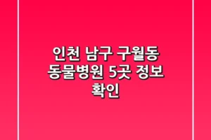 인천 남구 구월동 동물병원 5곳 정보 확인