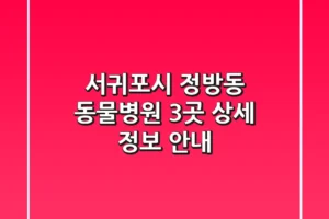 서귀포시 정방동 동물병원 3곳 상세 정보 안내