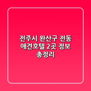 전주시 완산구 전동 애견호텔 2곳 정보 총정리