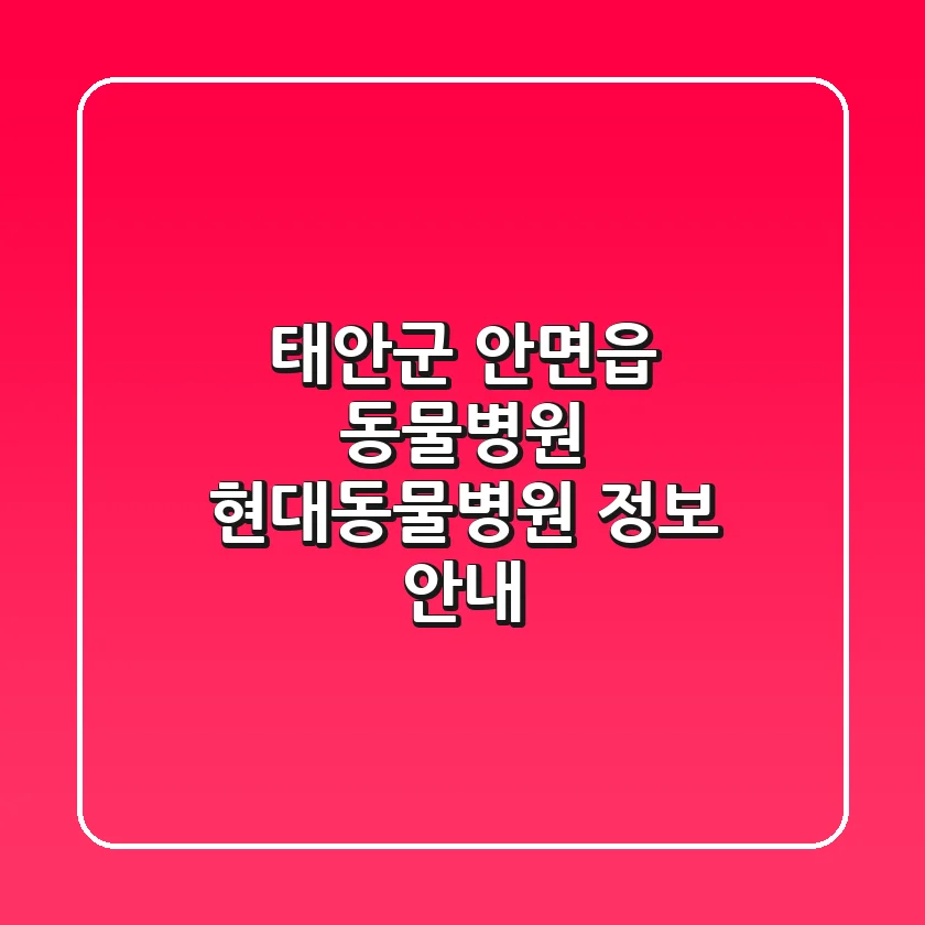 태안군 안면읍 동물병원: 현대동물병원 정보 안내