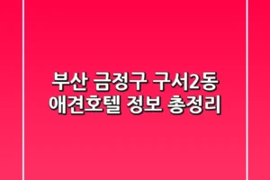 부산 금정구 구서2동 애견호텔 정보 총정리