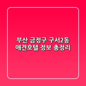 부산 금정구 구서2동 애견호텔 정보 총정리