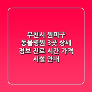 부천시 원미구 동물병원 3곳 상세 정보 - 진료 시간, 가격, 시설 안내