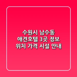 수원시 남수동 애견호텔 3곳 정보 - 위치, 가격, 시설 안내