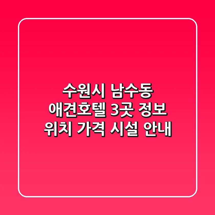 수원시 남수동 애견호텔 3곳 정보 - 위치, 가격, 시설 안내