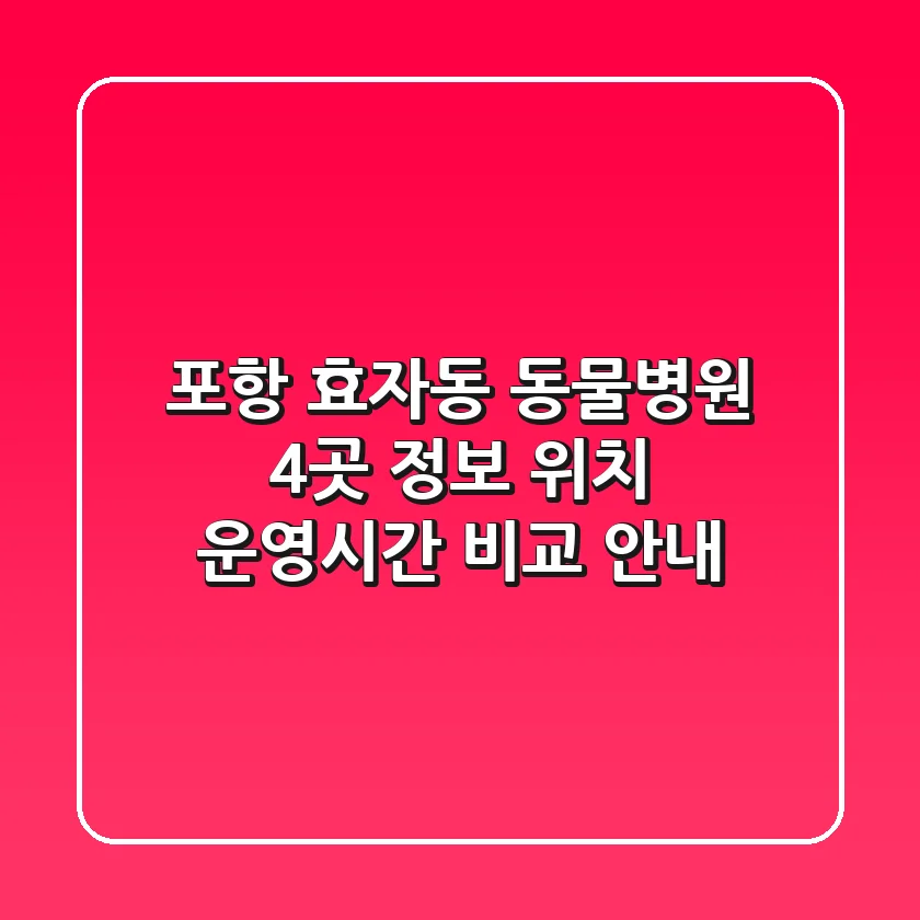 포항 효자동 동물병원 4곳 정보 - 위치, 운영시간 비교 안내