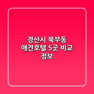 경산시 북부동 애견호텔 5곳 비교 정보