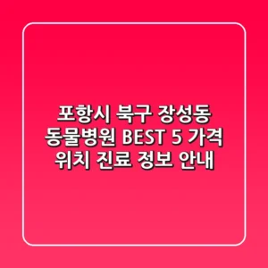 포항시 북구 장성동 동물병원 BEST 5: 가격, 위치, 진료 정보 안내