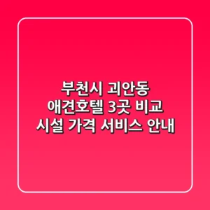 부천시 괴안동 애견호텔 3곳 비교 - 시설, 가격, 서비스 안내