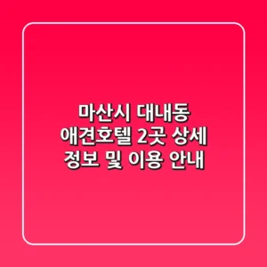 마산시 대내동 애견호텔 2곳 상세 정보 및 이용 안내