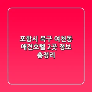 포항시 북구 여천동 애견호텔 2곳 정보 총정리