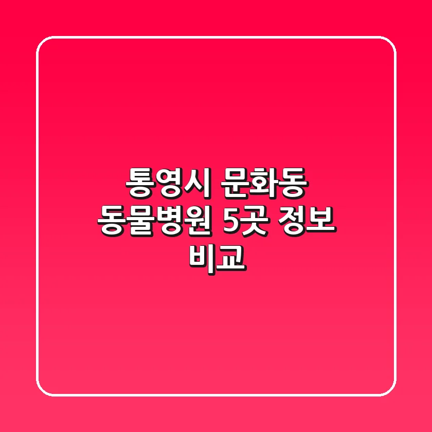 통영시 문화동 동물병원 5곳 정보 비교