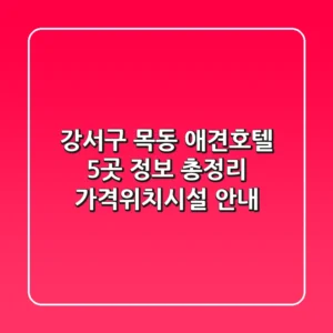 강서구 목동 애견호텔 5곳 정보 총정리 - 가격/위치/시설 안내