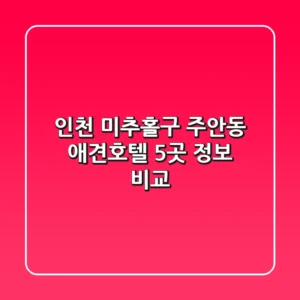 인천 미추홀구 주안동 애견호텔 5곳 정보 비교