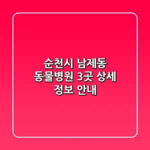 순천시 남제동 동물병원 3곳 상세 정보 안내