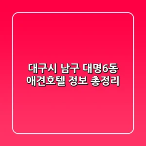 대구시 남구 대명6동 애견호텔 정보 총정리