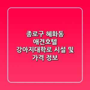 종로구 혜화동 애견호텔: 강아지대학로 시설 및 가격 정보