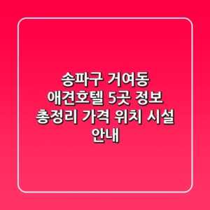 송파구 거여동 애견호텔 5곳 정보 총정리 - 가격, 위치, 시설 안내