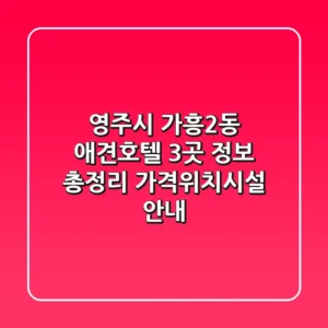영주시 가흥2동 애견호텔 3곳 정보 총정리 - 가격/위치/시설 안내