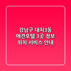 강남구 대치3동 애견호텔 3곳 정보 - 위치, 서비스 안내