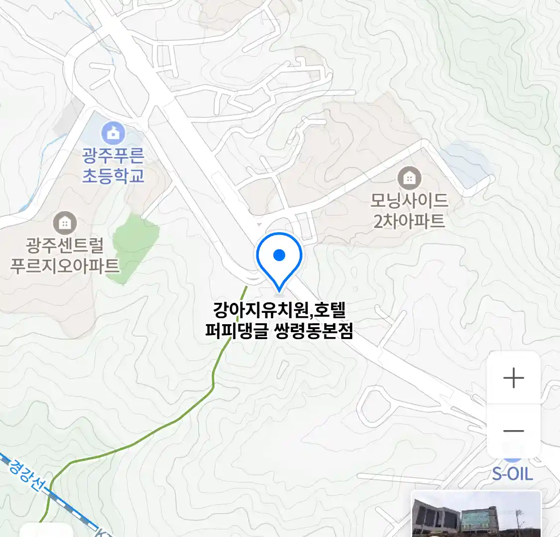 강아지유치원,호텔 퍼피댕글 쌍령동본점 위치