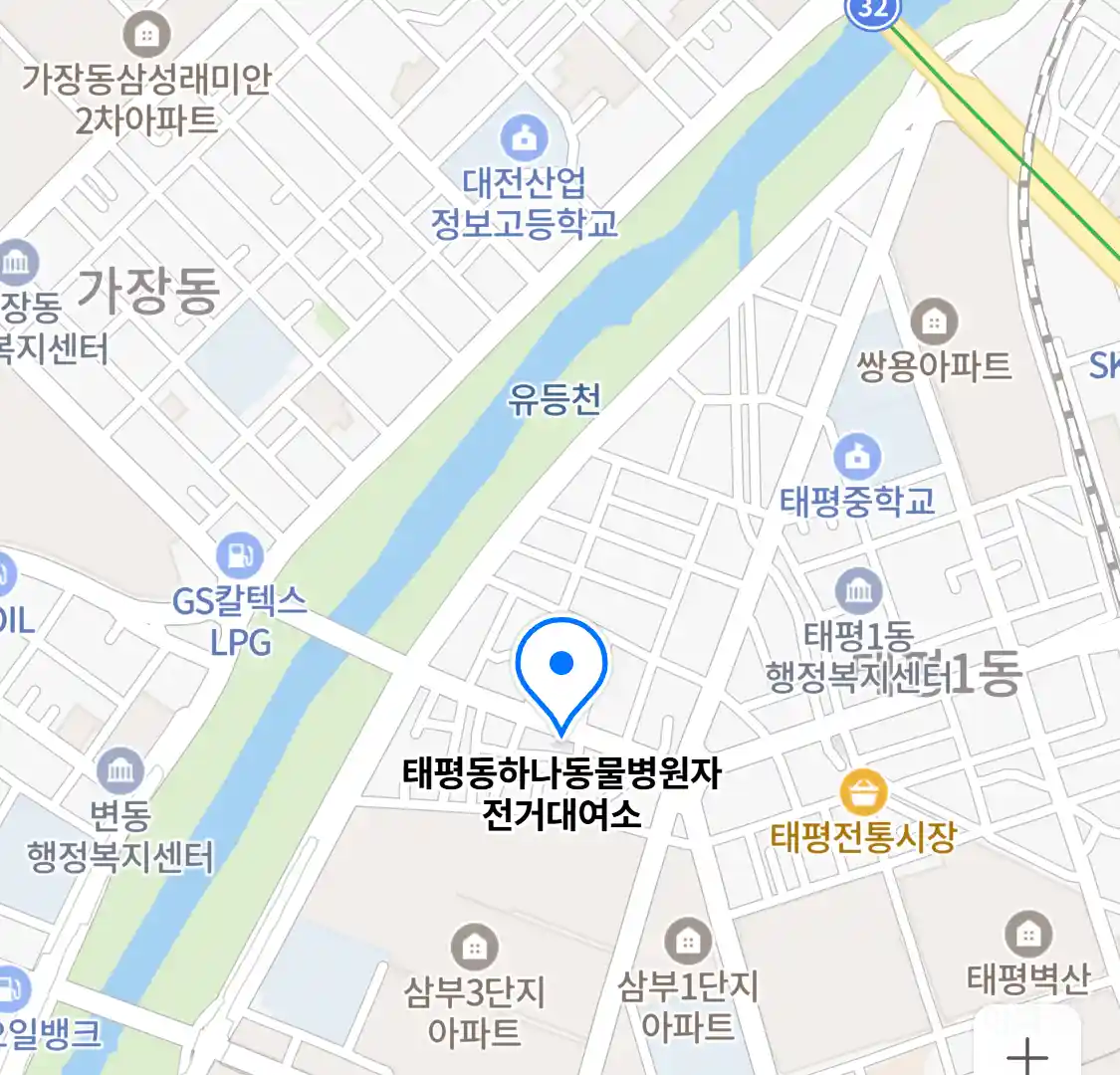 태평동하나동물병원자전거대여소 위치