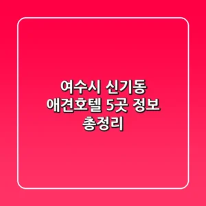 여수시 신기동 애견호텔 5곳 정보 총정리