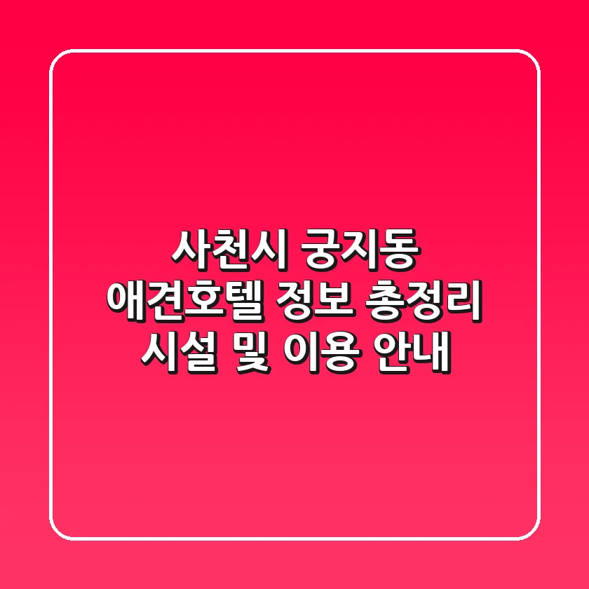 사천시 궁지동 애견호텔 정보 총정리 - 시설 및 이용 안내