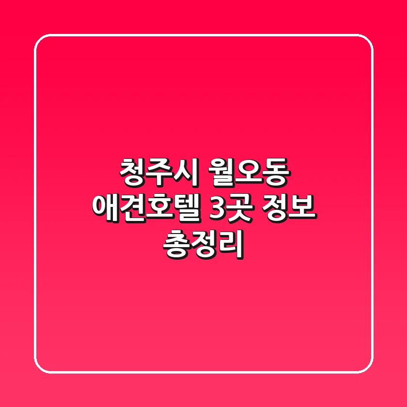 청주시 월오동 애견호텔 3곳 정보 총정리