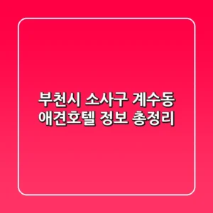 부천시 소사구 계수동 애견호텔 정보 총정리