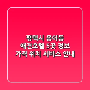 평택시 용이동 애견호텔 5곳 정보 - 가격, 위치, 서비스 안내