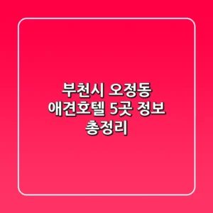 부천시 오정동 애견호텔 5곳 정보 총정리