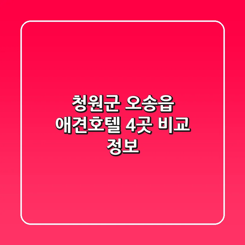 청원군 오송읍 애견호텔 4곳 비교 정보