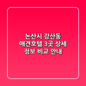 논산시 강산동 애견호텔: 3곳 상세 정보 비교 안내
