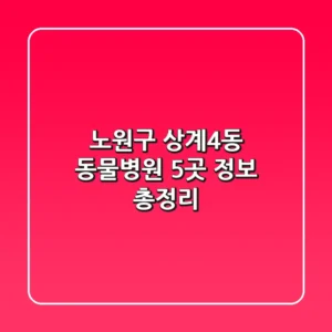 노원구 상계4동 동물병원 5곳 정보 총정리